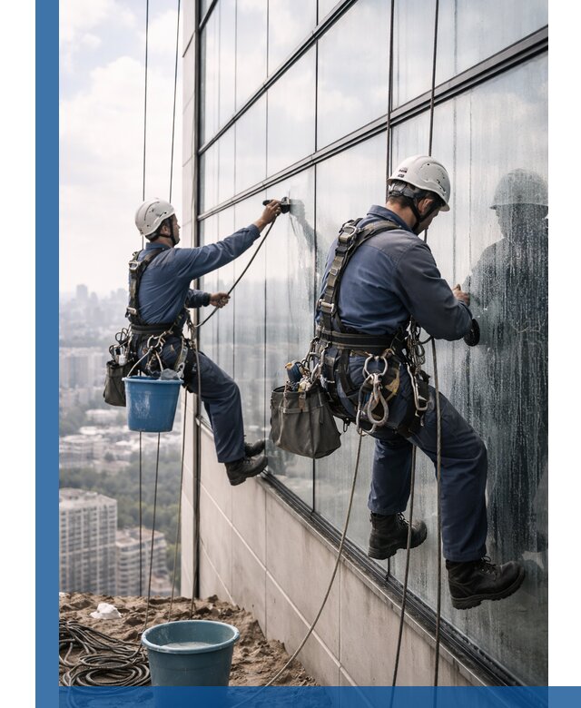 Профессиональная мойка фасадных окон альпинистами в Сочи