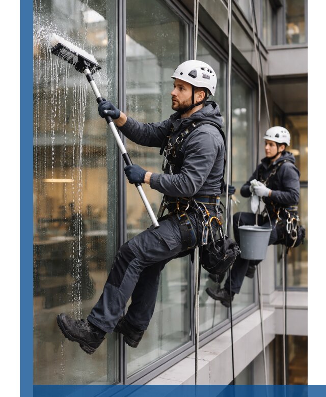 Профессиональная мойка витражей промышленными альпинистами в Сочи