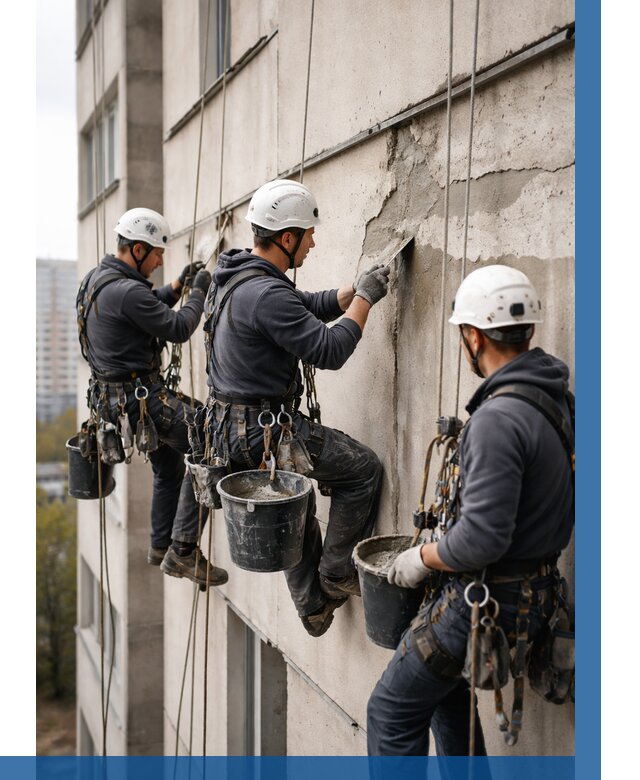 Ремонт бетонных элементов фасада в Сочи от 2584 р. | ВЫСОТНИК-Счи