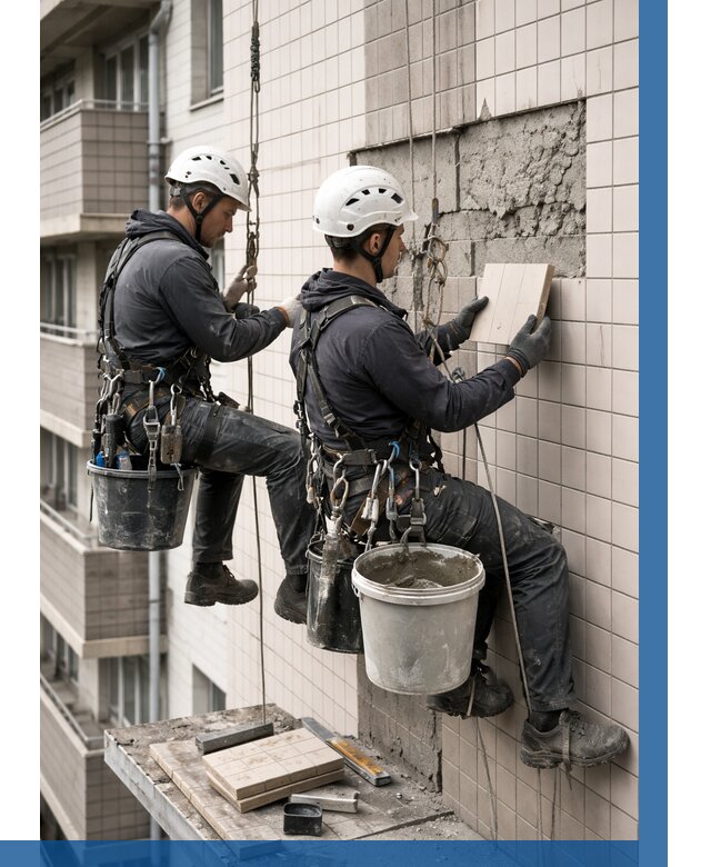 Ремонт облицовки фасада плиткой в Сочи от 1860 р. | ВЫСОТНИК-Счи