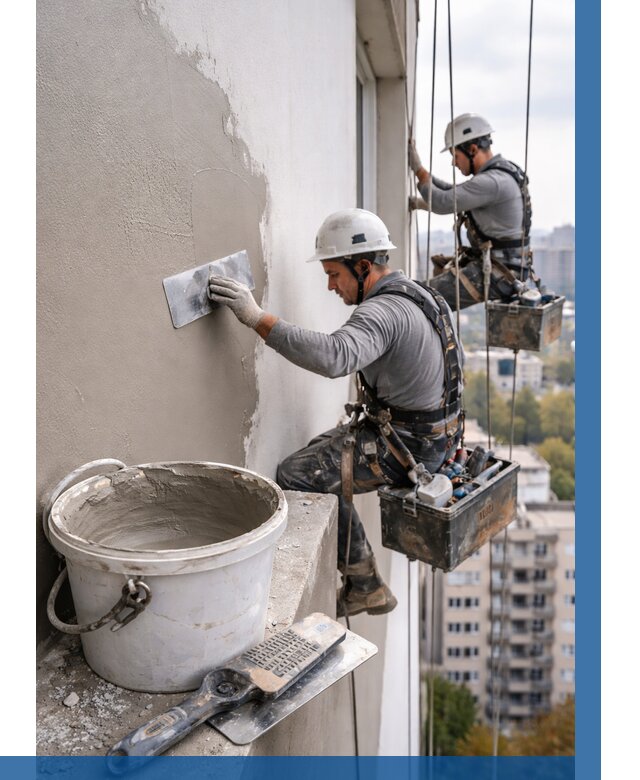 Шпаклевка фасада на высоте в Сочи от 724 р. | ВЫСОТНИК-Счи