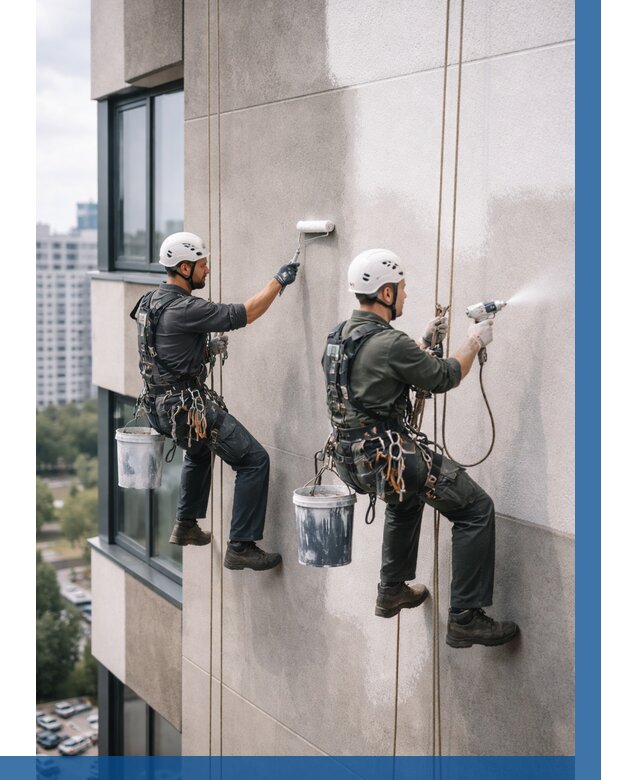 Покраска фасада альпинистами в Сочи от 310 р. | ВЫСОТНИК-Счи