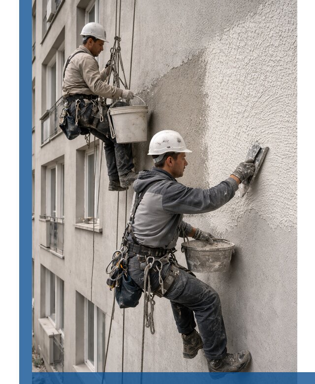 Нанесение декоративной штукатурки короед на фасад в Сочи