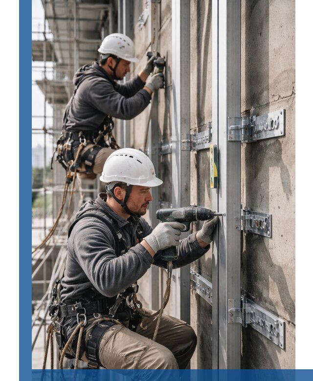 Монтаж и крепление подсистемы вентфасада в Сочи