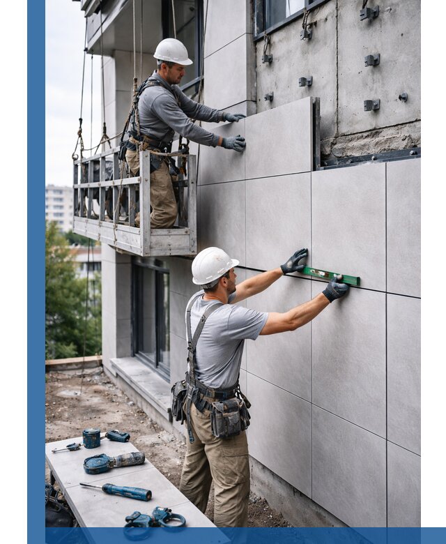 Монтаж керамогранита на фасад в Сочи под ключ с гарантией качества