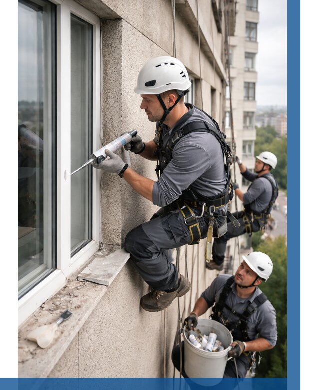 Герметизация оконных швов снаружи в Сочи от 1550 р. | ВЫСОТНИК-Счи