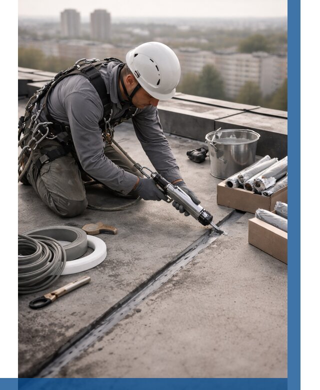 Герметизация швов кровли в Сочи от 465 р./м2 | ВЫСОТНИК-Счи