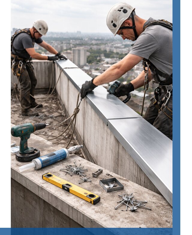 Монтаж парапетных крышек в Сочи от 827 р. | ВЫСОТНИК-Счи