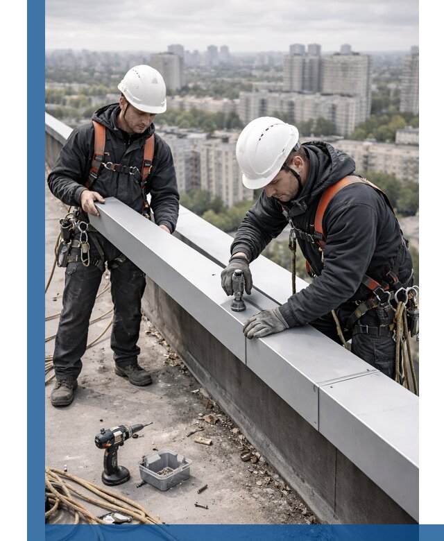 Монтаж парапетных крышек и ограждений кровли в Сочи