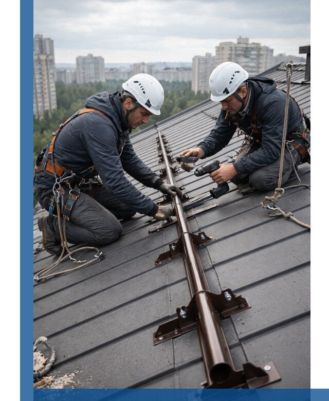 Монтаж снегозадержателей на кровле зданий в Сочи под ключ