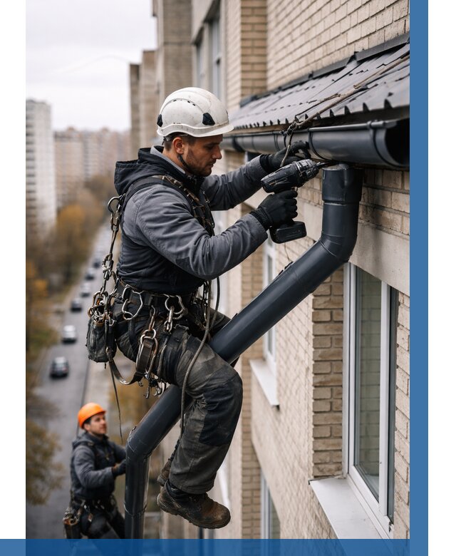 Монтаж водосточной системы на здании в Сочи от 5168 р. | ВЫСОТНИК-Счи