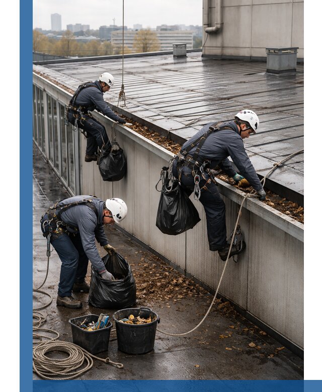 Очистка кровли по периметру в Сочи силами промышленных альпинистов