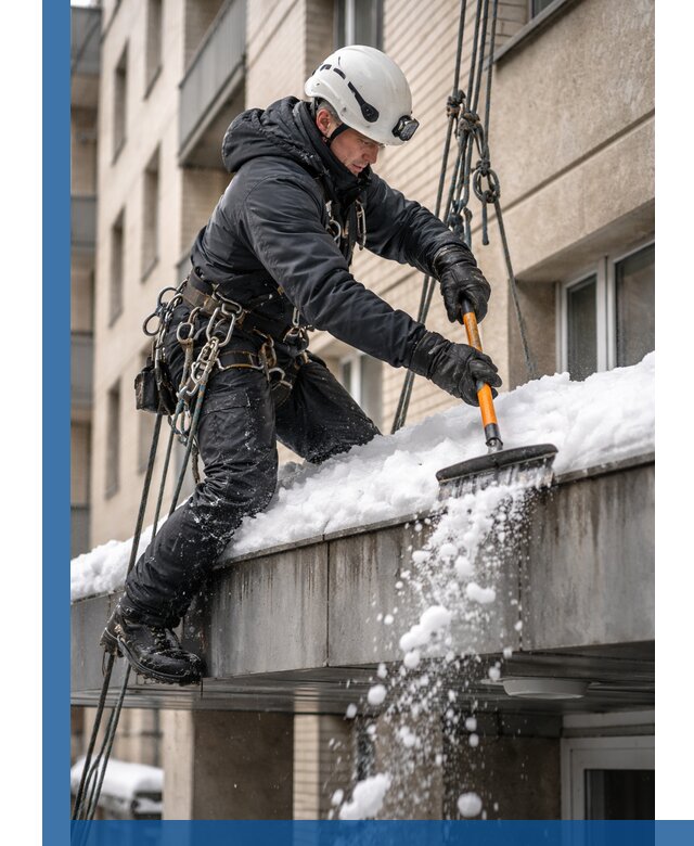 Очистка козырьков от снега в Сочи круглогодично безопасно