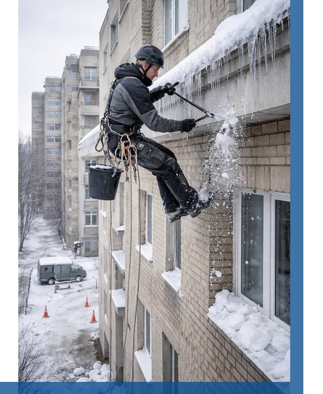 Удаление наледи с карнизов в Сочи от 362 р. | ВЫСОТНИК-Счи