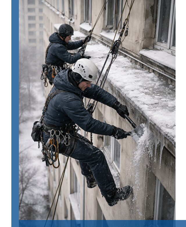 Удаление наледи и сосулек с карнизов в Сочи профессионально