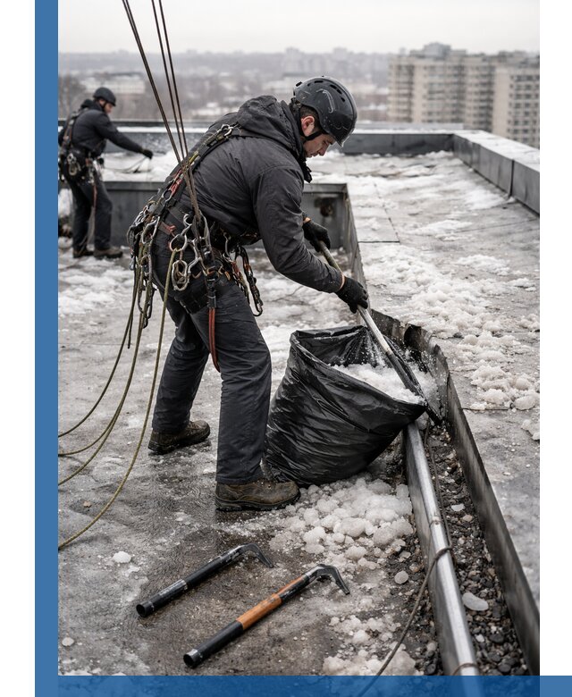 Аварийная очистка кровли в Сочи от промальпинистов