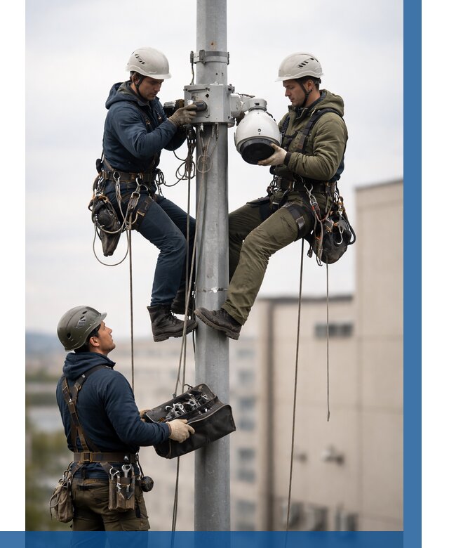 Установка видеокамер на мачте в Сочи от 8786 р. | ВЫСОТНИК-Счи