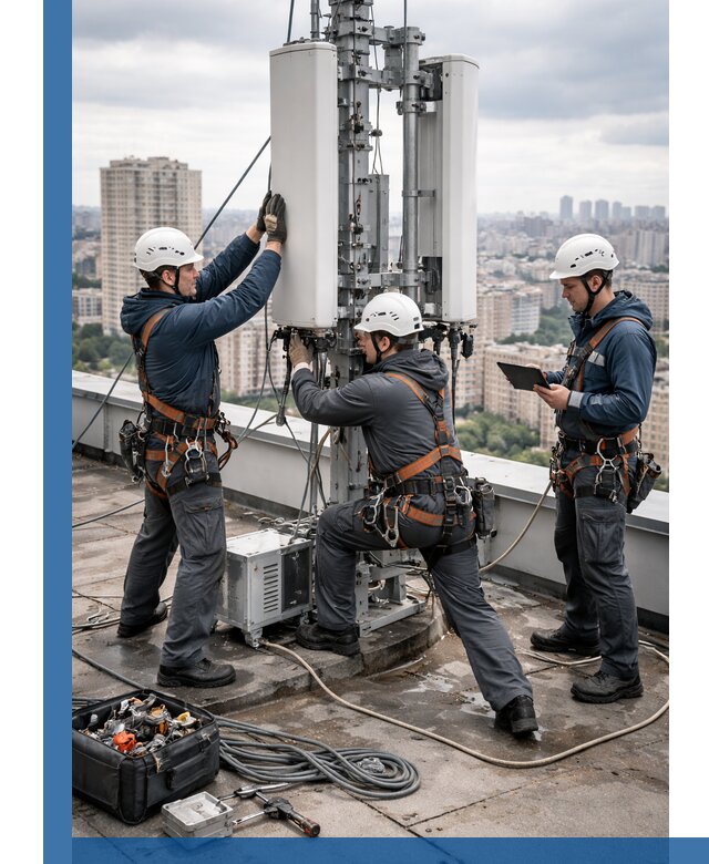 Монтаж антенн связи на крыше в Сочи с вводом в эксплуатацию