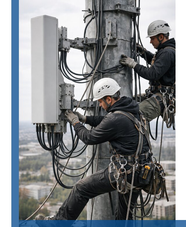 Монтаж оборудования связи на мачте в Сочи с пусконаладкой