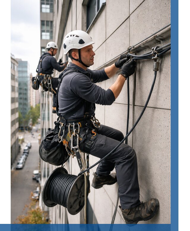 Прокладка кабеля по фасаду в Сочи от 362 р. | ВЫСОТНИК-Счи