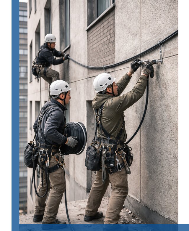 Прокладка кабеля по фасаду в Сочи, профессиональный монтаж