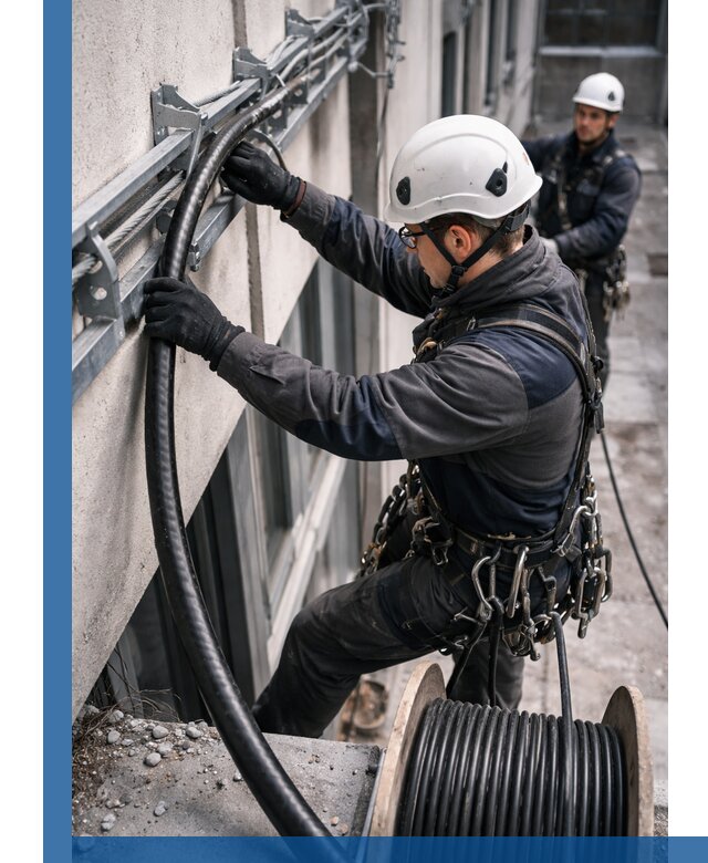 Протяжка кабеля питания на высоте в Сочи с гарантией безопасности и качества