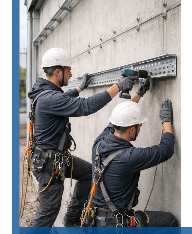 Монтаж кабельных лотков на фасаде зданий в Сочи с гарантией