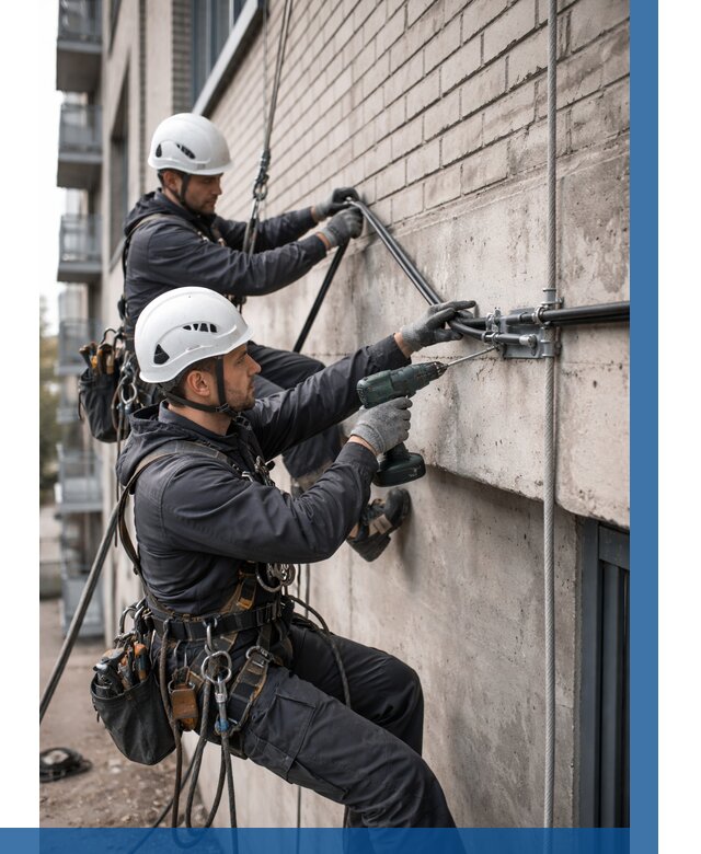 Крепление кабеля на фасаде в Сочи от 362 р. | ВЫСОТНИК-Счи