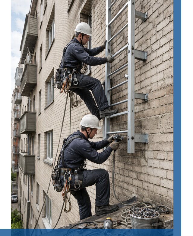 Монтаж пожарной лестницы в Сочи от 25840 р заказать у ВЫСОТНИК-Счи