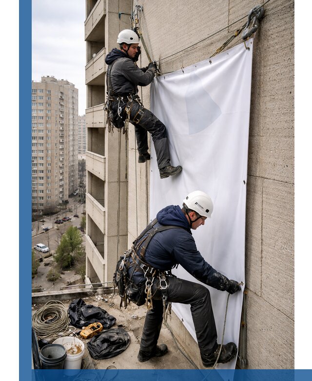 Профессиональный монтаж баннеров на фасаде в Сочи