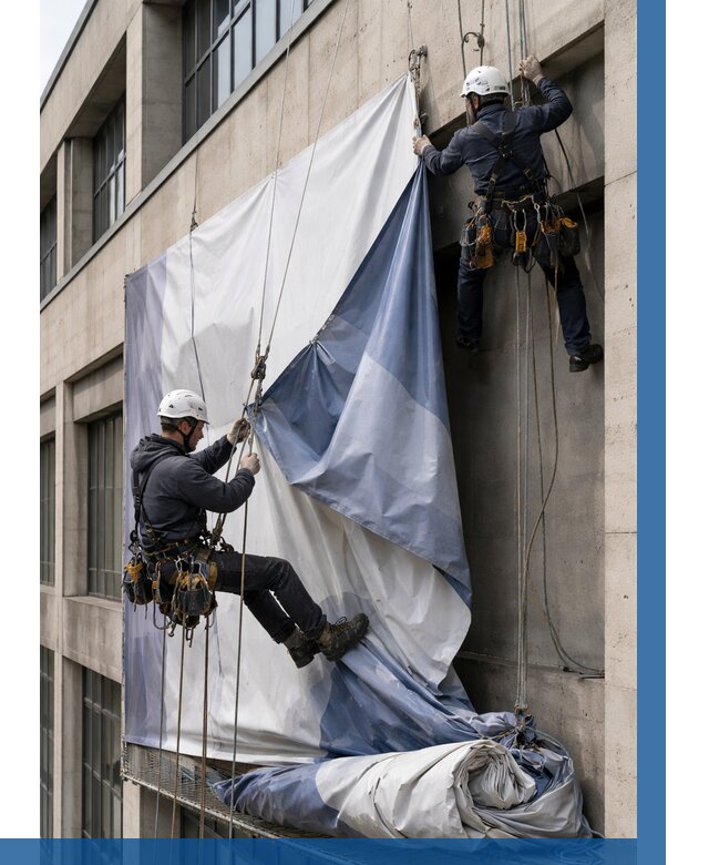 Демонтаж баннеров с фасада в Сочи от 4651 р. | ВЫСОТНИК-Счи