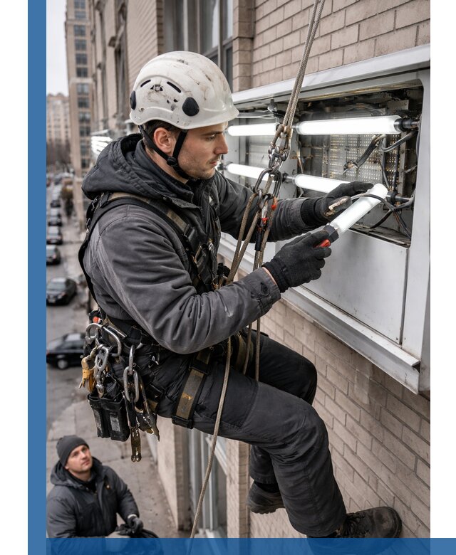 Профессиональная замена ламп в наружной вывеске в Сочи