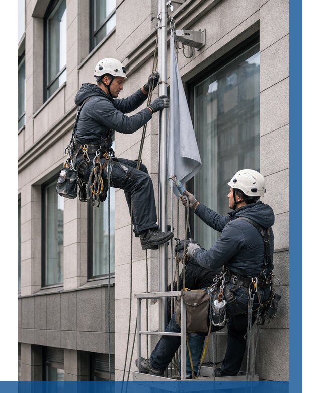 Установка флагов на фасаде в Сочи от 4651 р. | ВЫСОТНИК-Счи