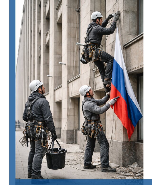 Профессиональная установка флагов на фасаде в Сочи