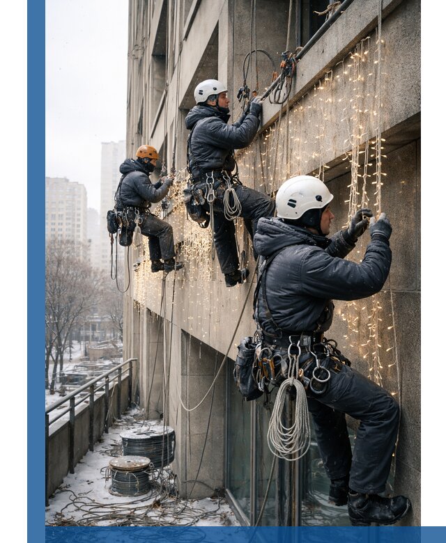 Монтаж новогодней иллюминации и украшение фасадов в Сочи