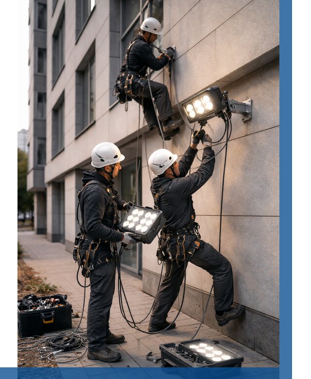 Монтаж прожекторов на фасаде в Сочи от 7752 р. | ВЫСОТНИК-Счи