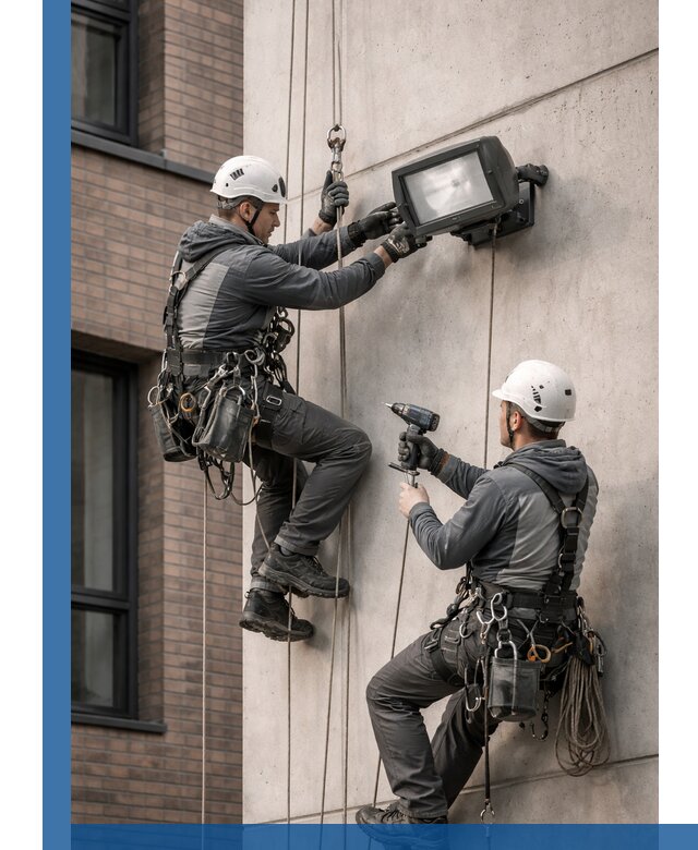 Профессиональный монтаж фасадных прожекторов в Сочи под ключ