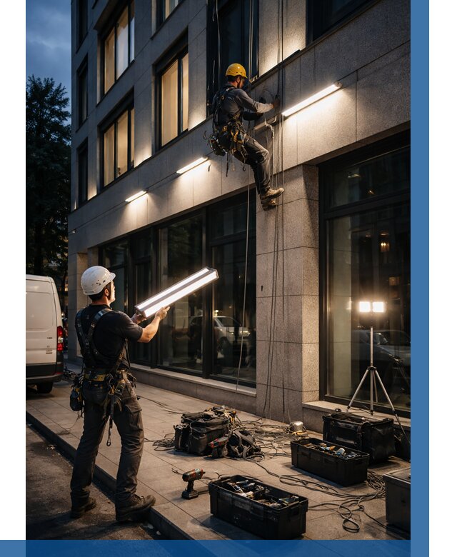 Монтаж архитектурной подсветки здания в Сочи от 2584 р.|ВЫСОТНИК-Счи