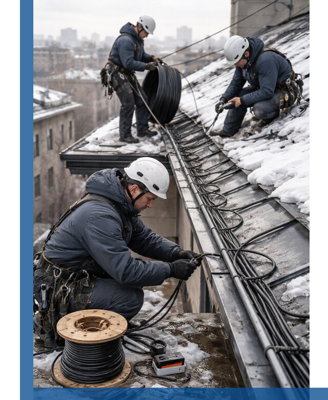 Монтаж греющего кабеля на кровле в Сочи под ключ