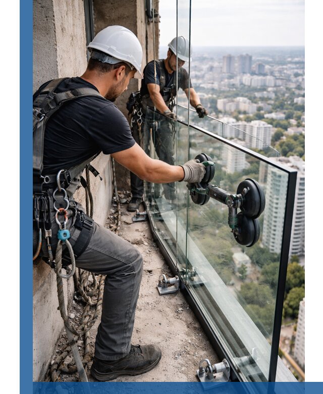 Монтаж стеклянных ограждений под ключ с гарантией в Сочи