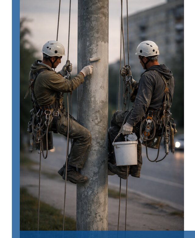 Покраска опор освещения и антикоррозийная защита в Сочи