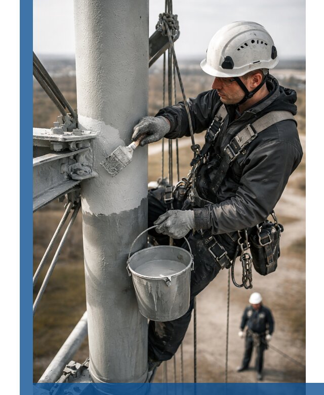 Покраска мачт связи в Сочи промышленными альпинистами