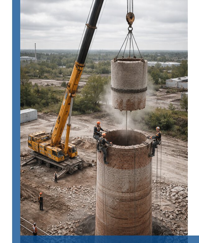 Демонтаж дымовой трубы в Сочи с гарантиями безопасности
