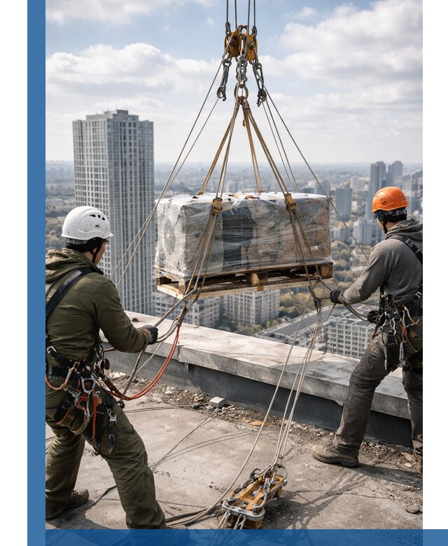 Подъем и монтаж крупногабаритных грузов на крышу в Сочи