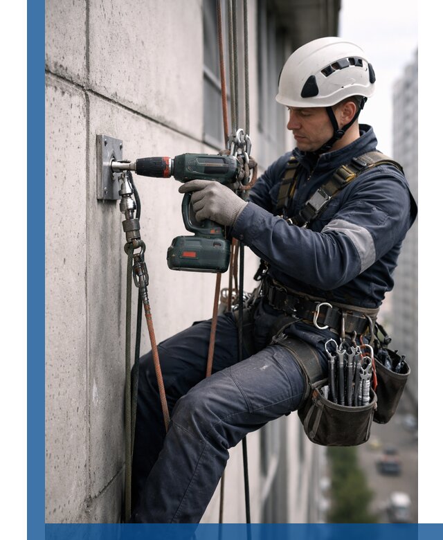 Установка анкерных точек для высотных работ в Сочи